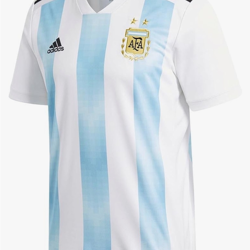 Adidas Light Blue and White Soccer Jersey Young XL. A3